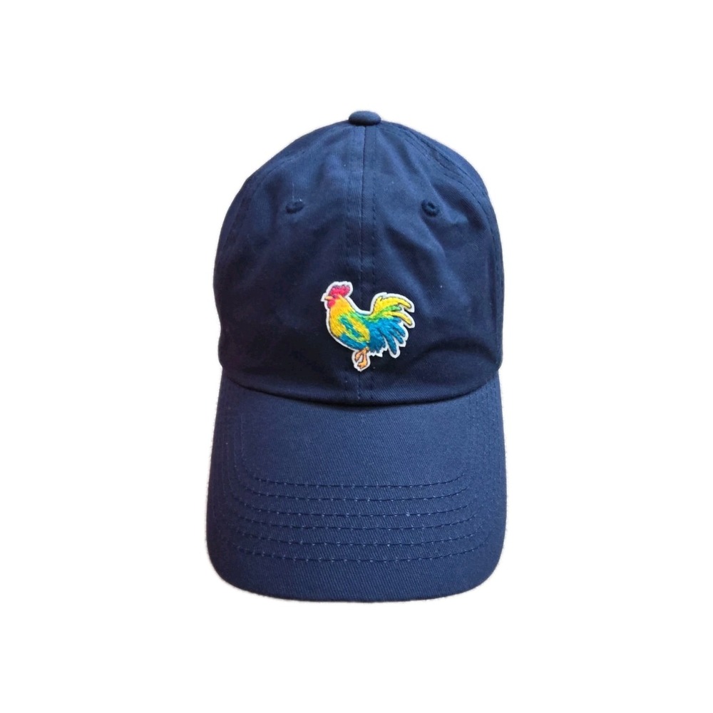 Chubbies Rooster Farm Chicken"the Fowl Plays" Dad Cap Hat Navy Blue Rainbow‎